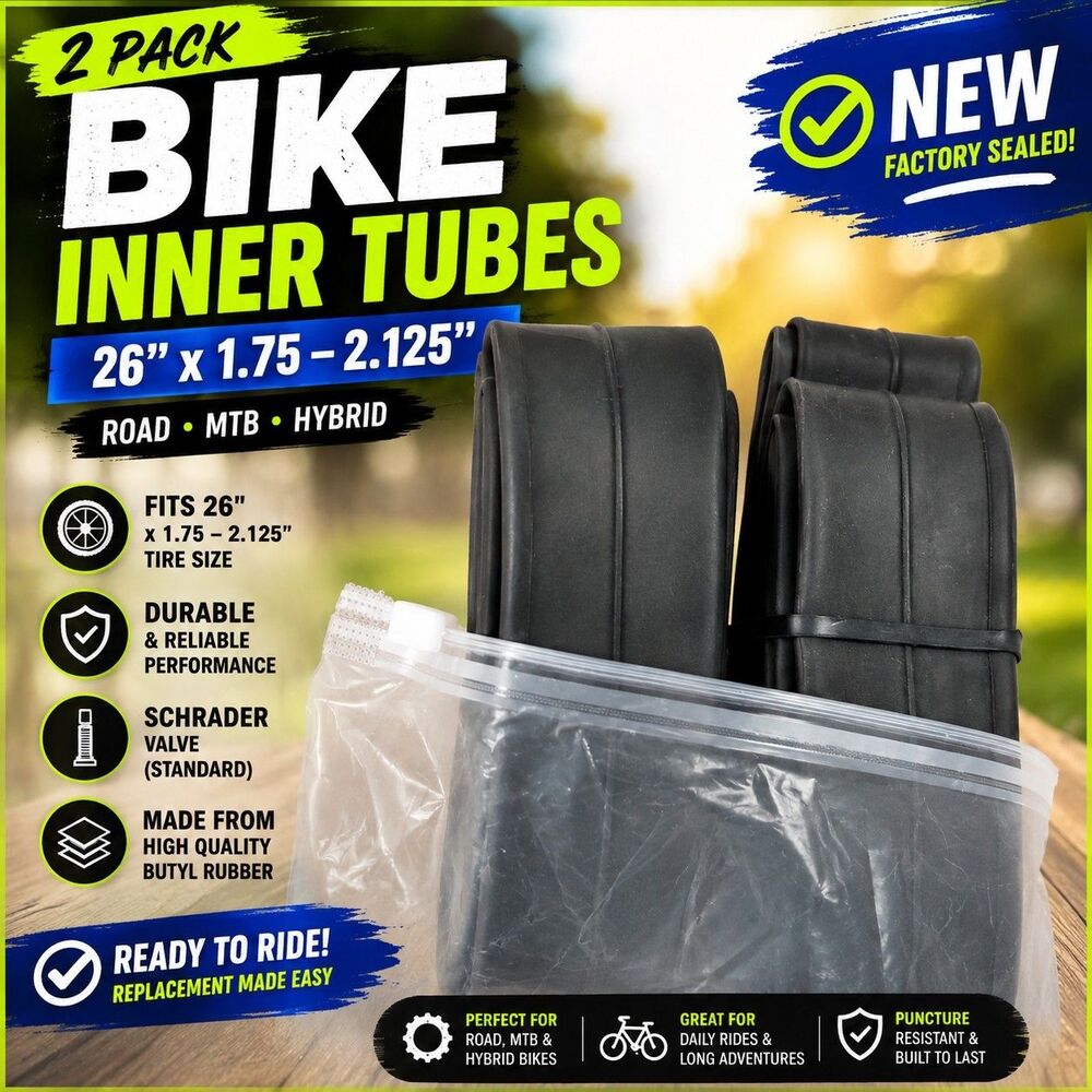 2 Pack 26 x 1.75-2.125 Bike Inner Tubes Road MTB Bicycle Replacement New
